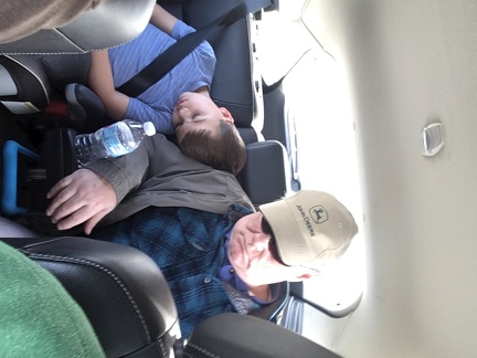 JB and Grandpa asleep in the car